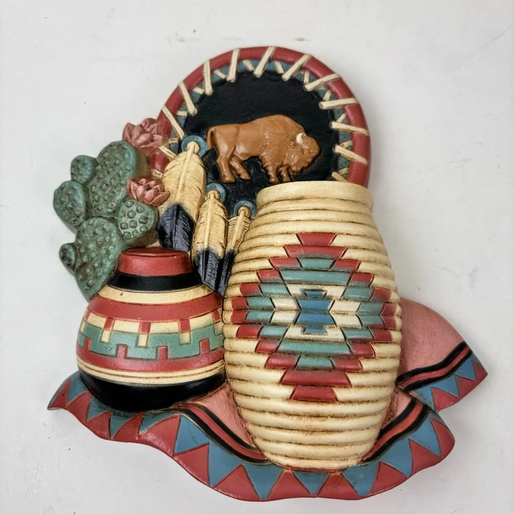 Vintage Pueblo Clock-Desert Southwest style-90’s-set of 3-RARE
